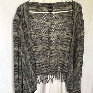 Long Sleeve Grey/Black Cardigan - Size Small